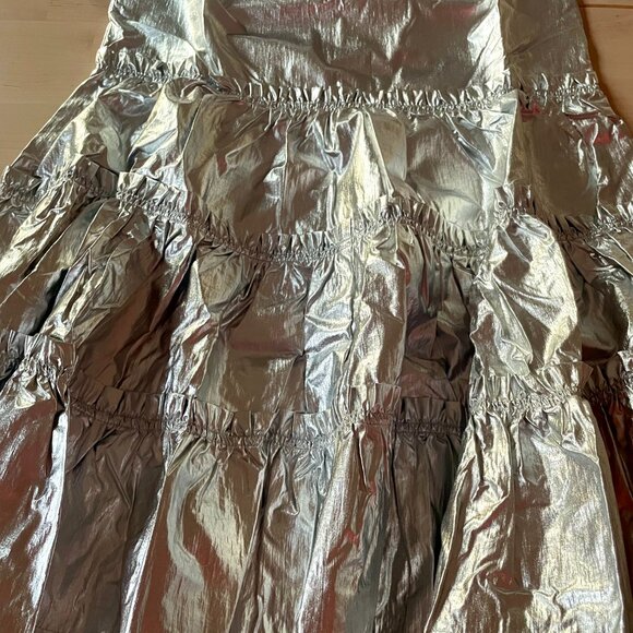Teddy Fresh Women's Silver Linings Metallic Tiered Prom Dress sz XS NWT NEW - Picture 4 of 12